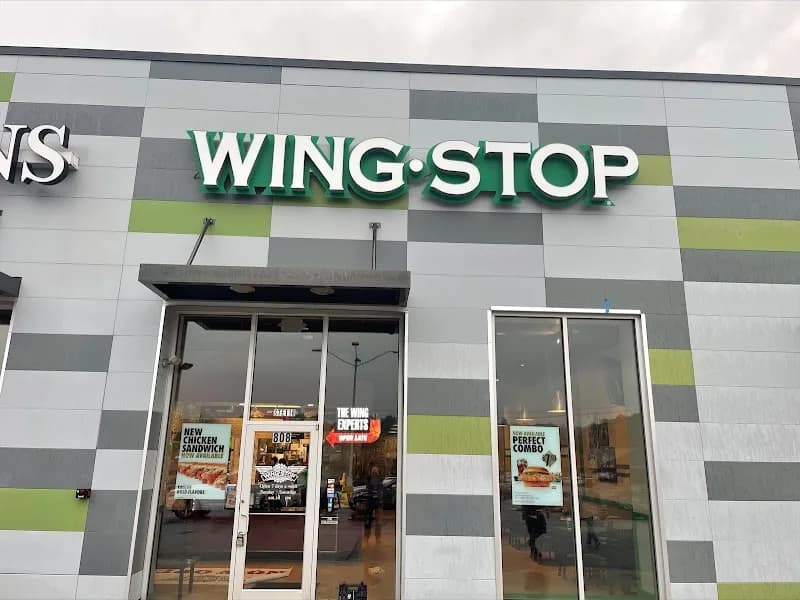 Wingstop storefront outside and inside view at 808 Green Springs Highway in Birmingham, Alabama