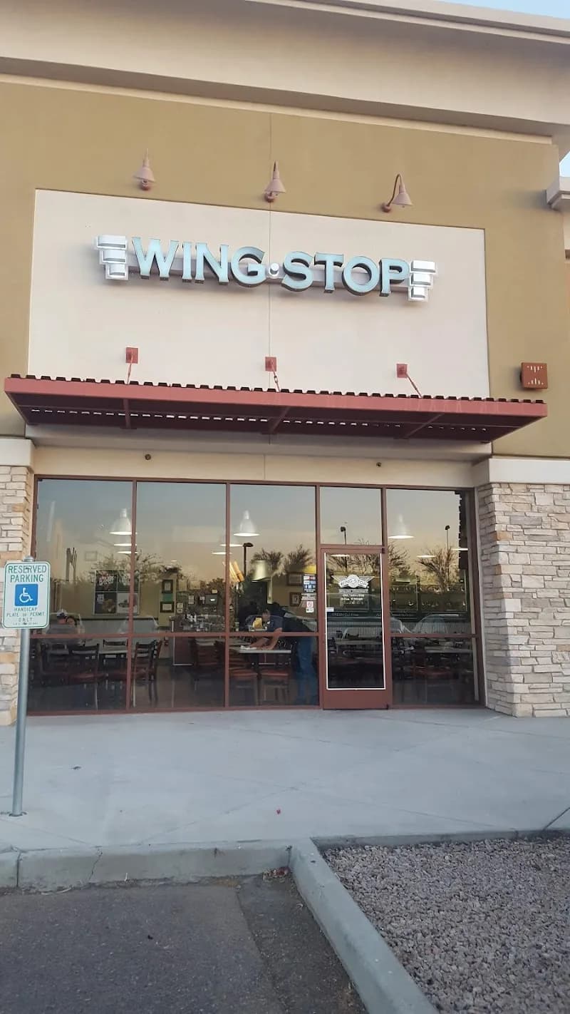 Wingstop storefront outside and inside view at 1616 S Stapley Dr Ste 105 in Mesa, Arizona