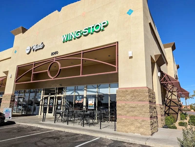 Wingstop storefront outside and inside view at 2060 S. Power Road Suite 110 in Mesa, Arizona