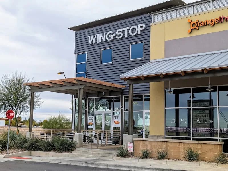 Wingstop storefront outside and inside view at 20715 E Rittenhouse Rd in Queen Creek, Arizona