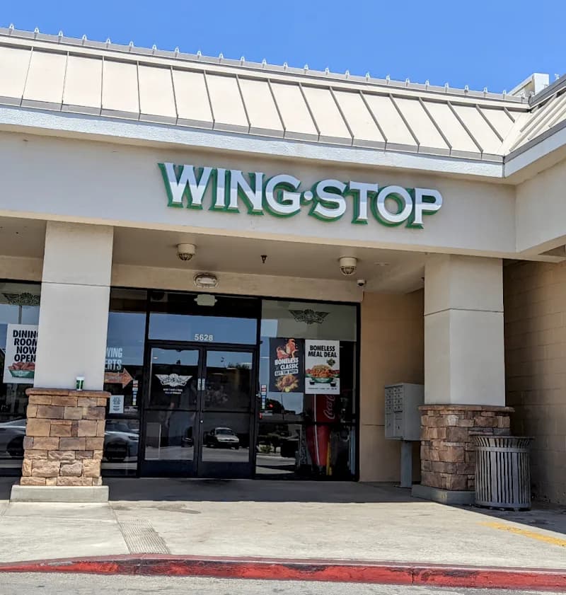 Wingstop storefront outside and inside view at 5628 Stockdale Hwy in Bakersfield, California