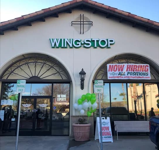 Wingstop storefront outside and inside view at 29667 The Old Road in Castaic, California