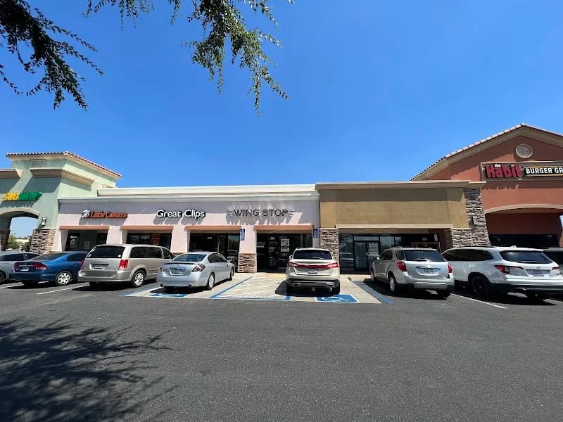 Wingstop storefront outside and inside view at 1195 Herndon Ave in Clovis, California