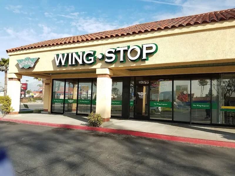Wingstop storefront outside and inside view at 9765 Sierra Ave in Fontana, California