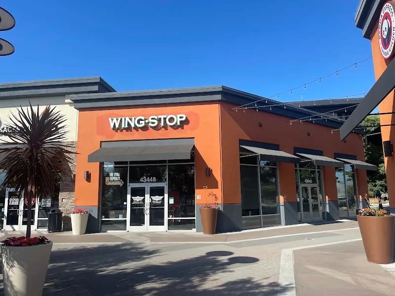 Wingstop storefront outside and inside view at 43448 Boscell Rd in Fremont, California