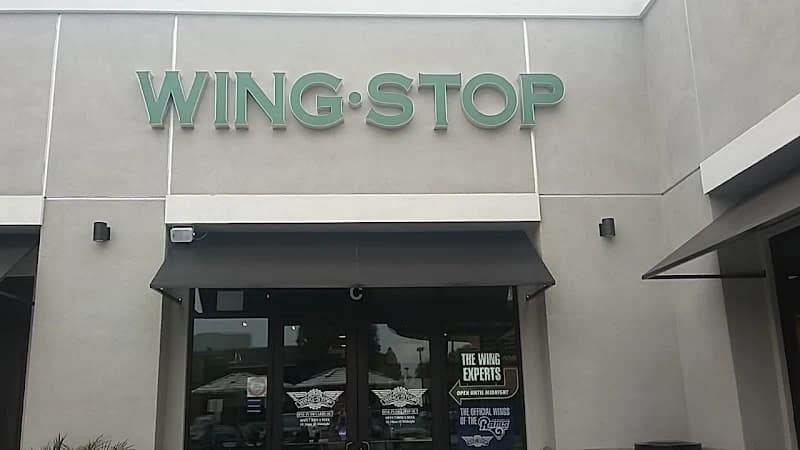 Wingstop storefront outside and inside view at 2736 Nutwood Ave in Fullerton, California