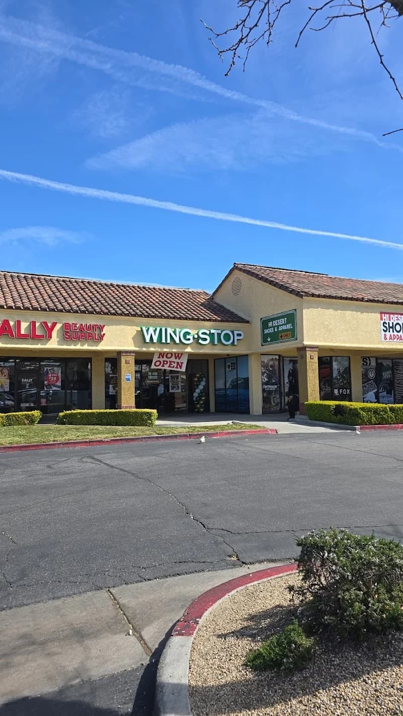 Wingstop storefront outside and inside view at 16930 Main St in Hesperia, California