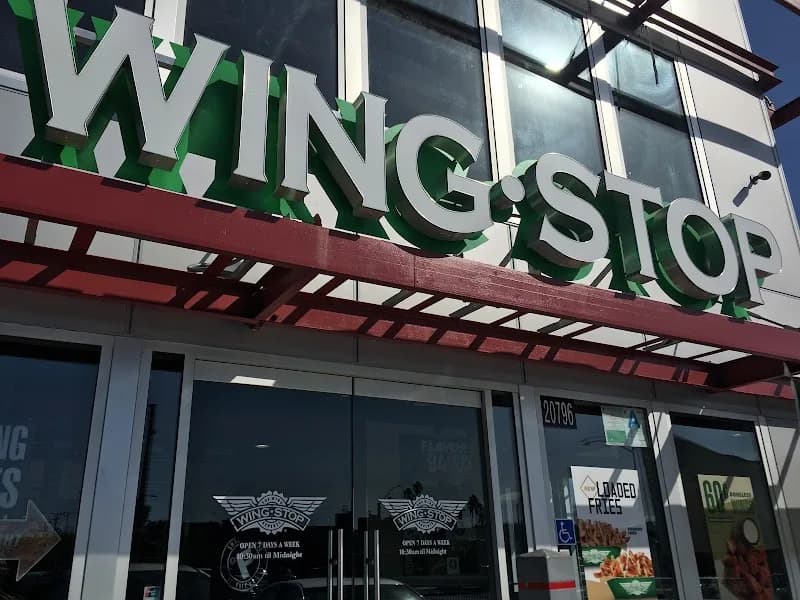 Wingstop storefront outside and inside view at 15211 Hawthorne Blvd in Lawndale, California