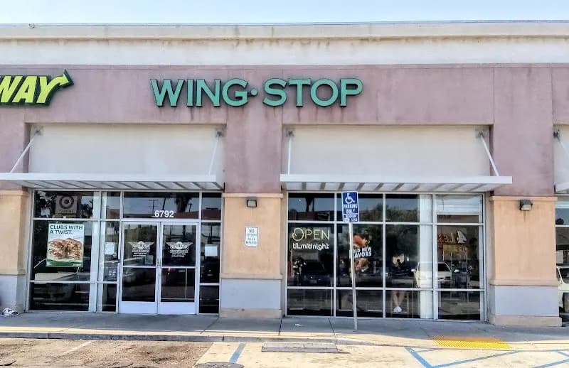 Wingstop storefront outside and inside view at 6792 Cherry Ave in Long Beach, California