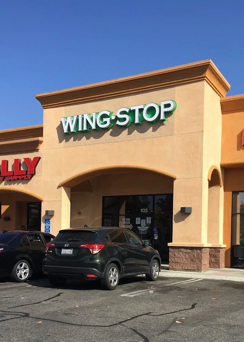 Wingstop storefront outside and inside view at 12831 Moreno Beach Drive in Moreno Valley, California