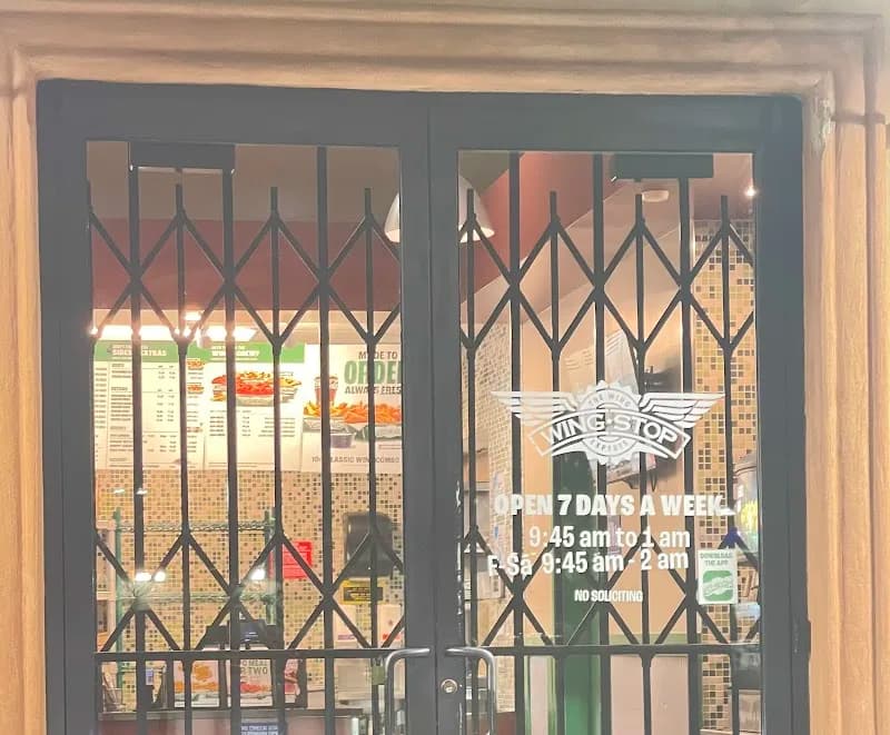 Wingstop storefront outside and inside view at 110 Soscol Ave in Napa, California