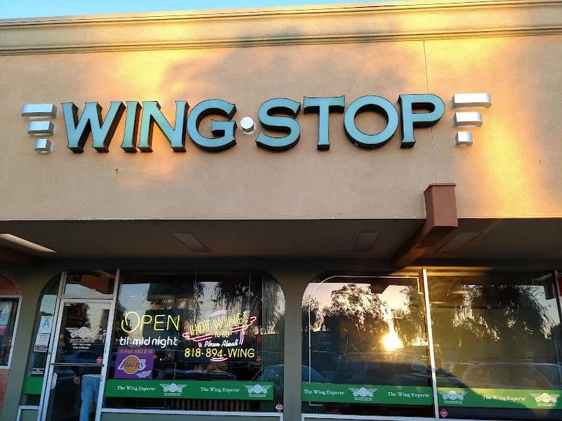 Wingstop storefront outside and inside view at 14508 Nordhoff St in Panorama City, California