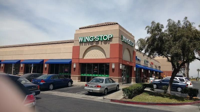 Wingstop storefront outside and inside view at 1688 N Perris Blvd Ste D6 in Perris, California