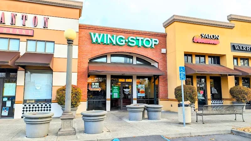 Wingstop storefront outside and inside view at 953 Lakeville St in Petaluma, California