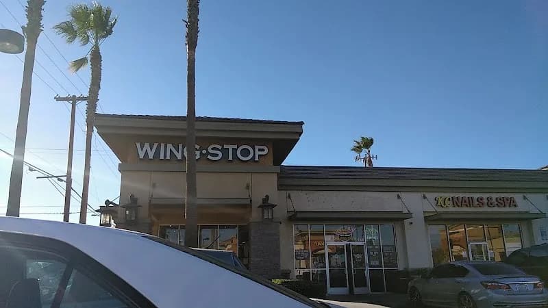 Wingstop storefront outside and inside view at 18560 Van Buren Blvd Ste 1A & 1B in Riverside, California