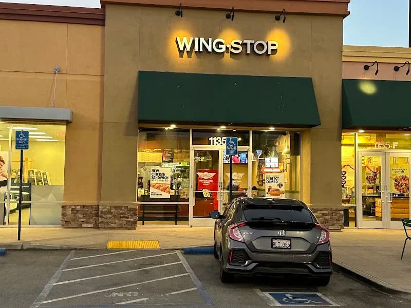 Wingstop storefront outside and inside view at 1135 Industrial Rd Ste E in San Carlos, California