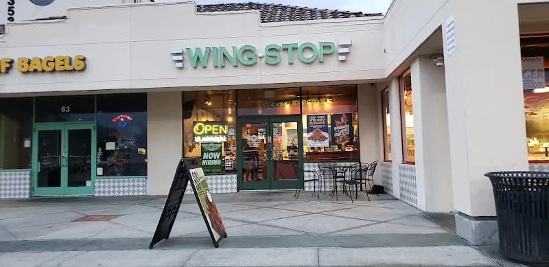 Wingstop storefront outside and inside view at 5353 Almaden Expy Ste N-62 in San Jose, California