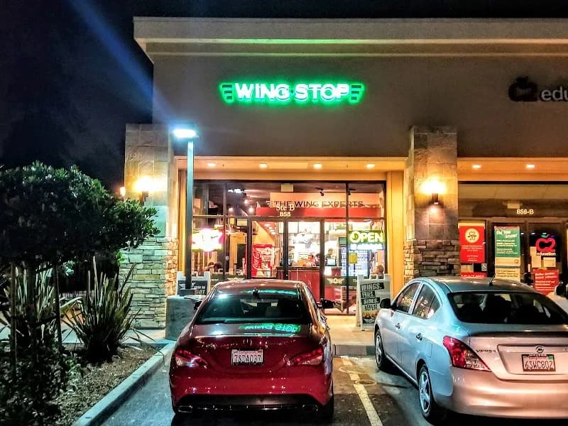 Wingstop storefront outside and inside view at 858 N Delaware St in San Mateo, California