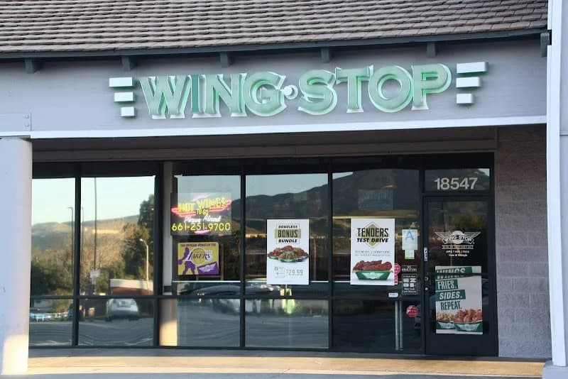 Wingstop storefront outside and inside view at 18547 Soledad Canyon Rd in Santa Clarita, California