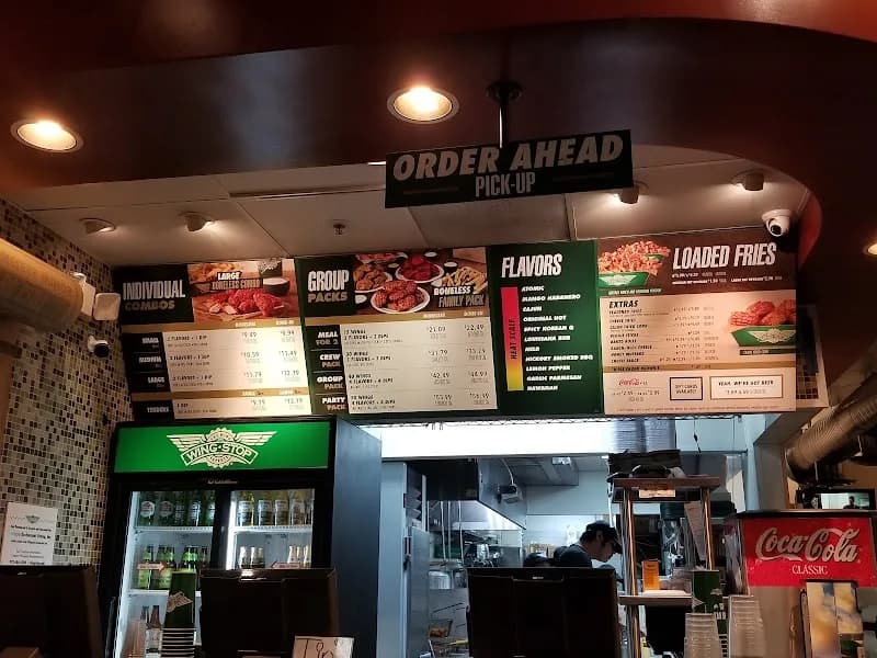 Wingstop storefront outside and inside view at 1661 Hollenbeck Ave in Sunnyvale, California