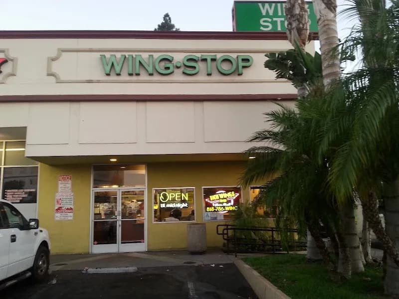 Wingstop storefront outside and inside view at 6734 Sepulveda Blvd in Van Nuys, California