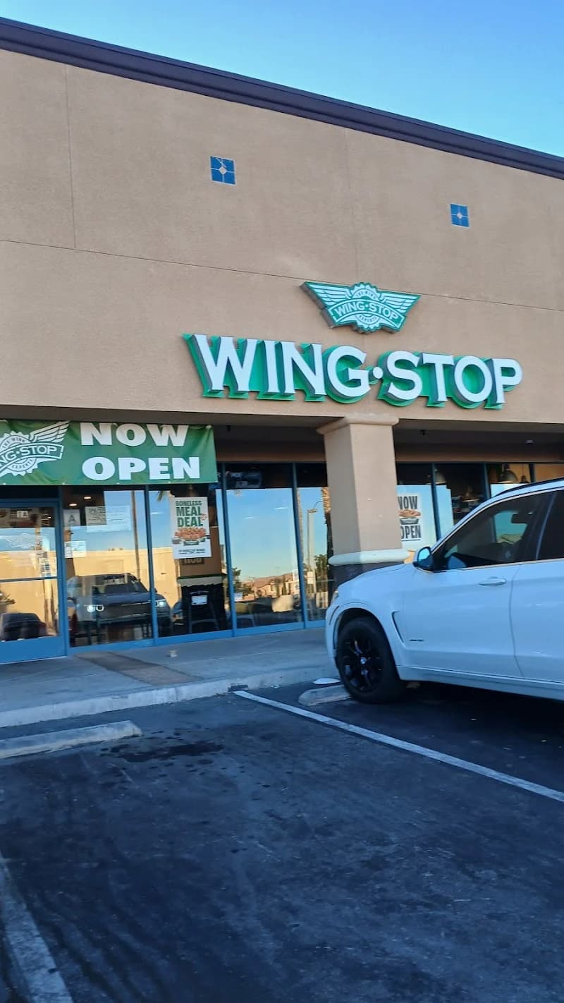 Wingstop storefront outside and inside view at 13680 Bear Valley Rd in Victorville, California