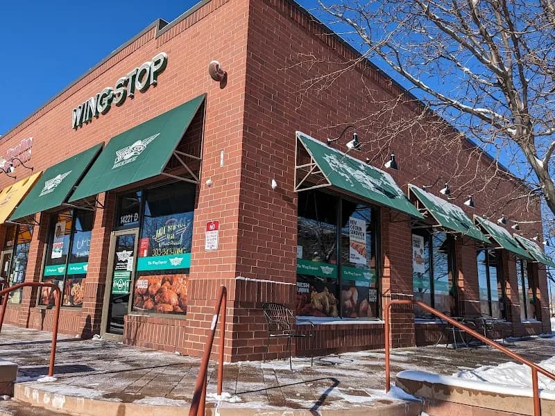 Wingstop storefront outside and inside view at 14221 E Cedar Ave Unit D in Aurora, Colorado