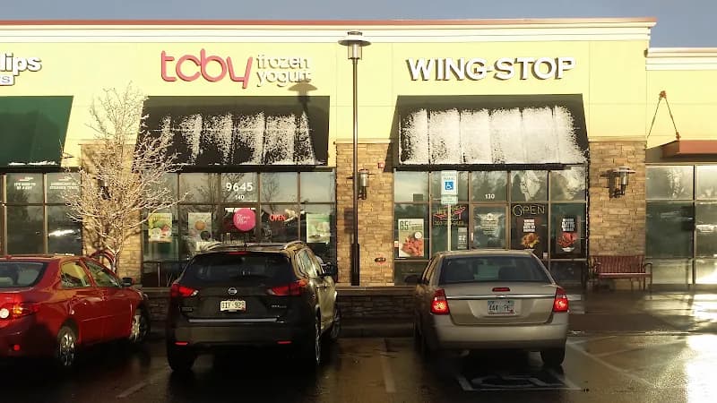 Wingstop storefront outside and inside view at 9645 Washington St Unit 130 in Thornton, Colorado