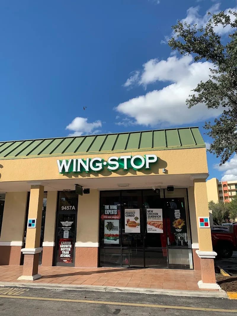 Wingstop storefront outside and inside view at 9457 A. W. Flagler Street in Miami, Florida