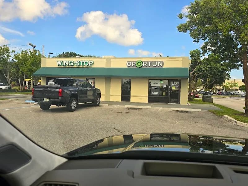 Wingstop storefront outside and inside view at 830 S Military Trail in West Palm Beach, Florida