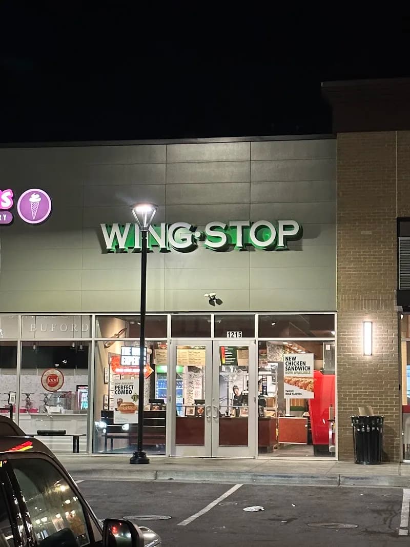 Wingstop storefront outside and inside view at 2925 Buford Drive in Buford, Georgia