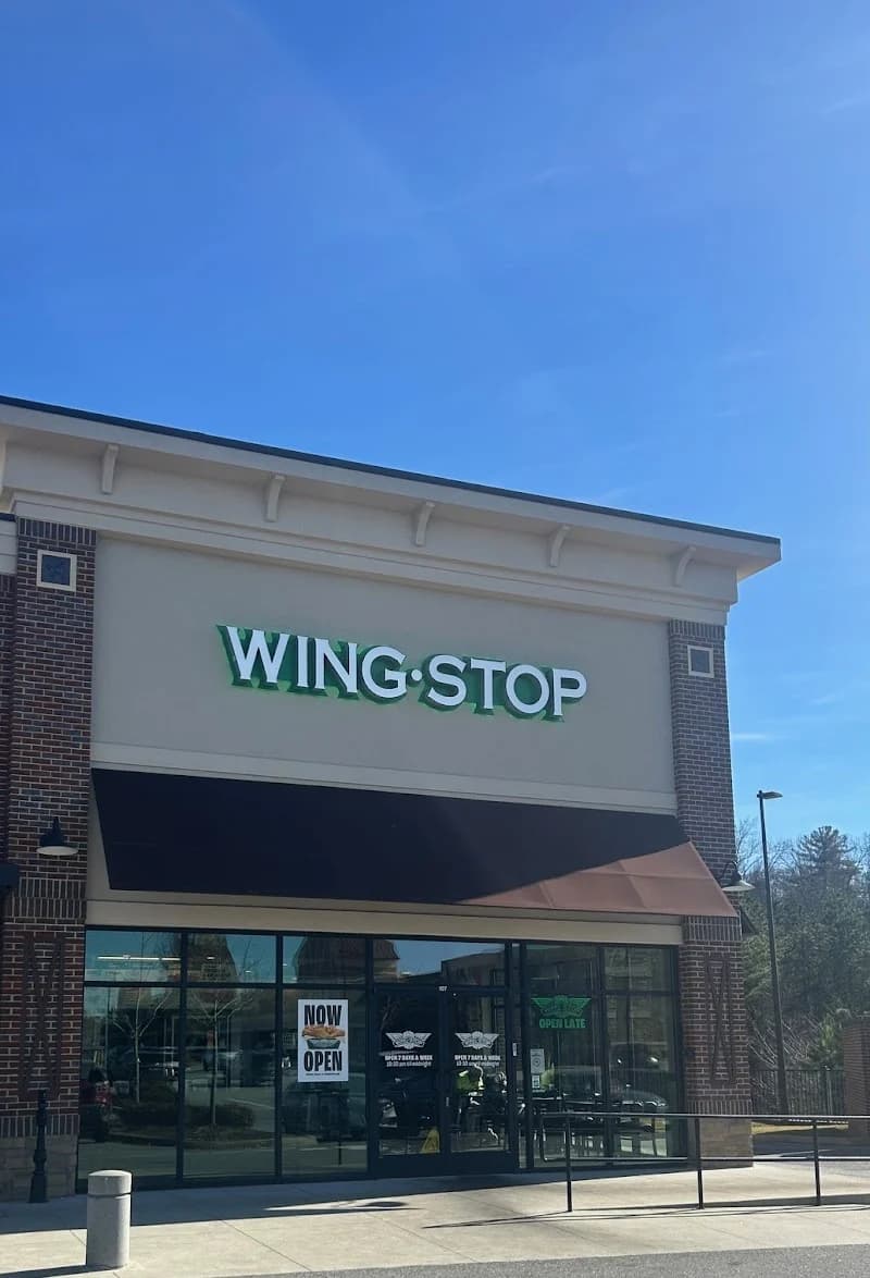 Wingstop storefront outside and inside view at 5740 Steeplechase Blvd Ste.107 in Cumming, Georgia