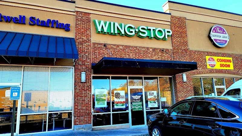 Wingstop storefront outside and inside view at 5077 Jimmy Lee Smith Parkway Suite 113 in Hiram, Georgia