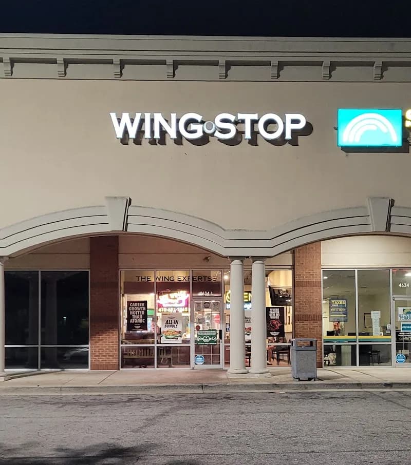 Wingstop storefront outside and inside view at 4641 Presidential Parkway in Macon, Georgia