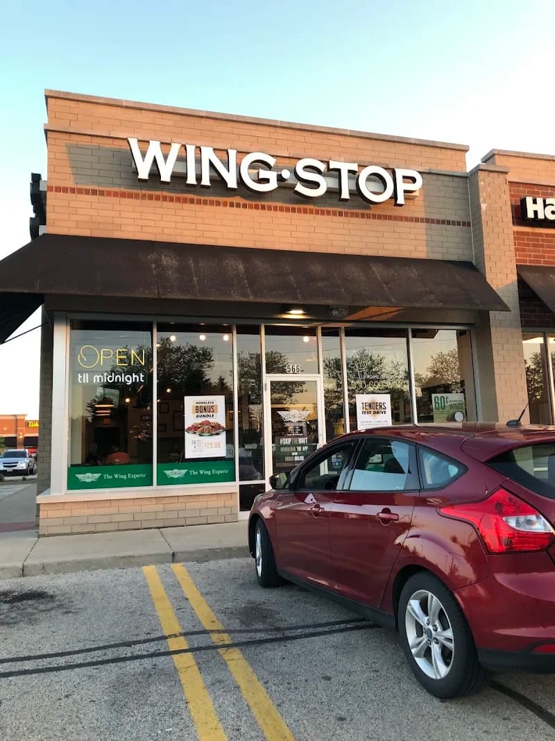 Wingstop storefront outside and inside view at 566 W Army Trail Road in Carol Stream, Illinois