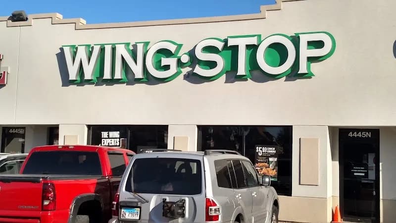Wingstop storefront outside and inside view at 4445 N. Pulaski Rd in Chicago, Illinois