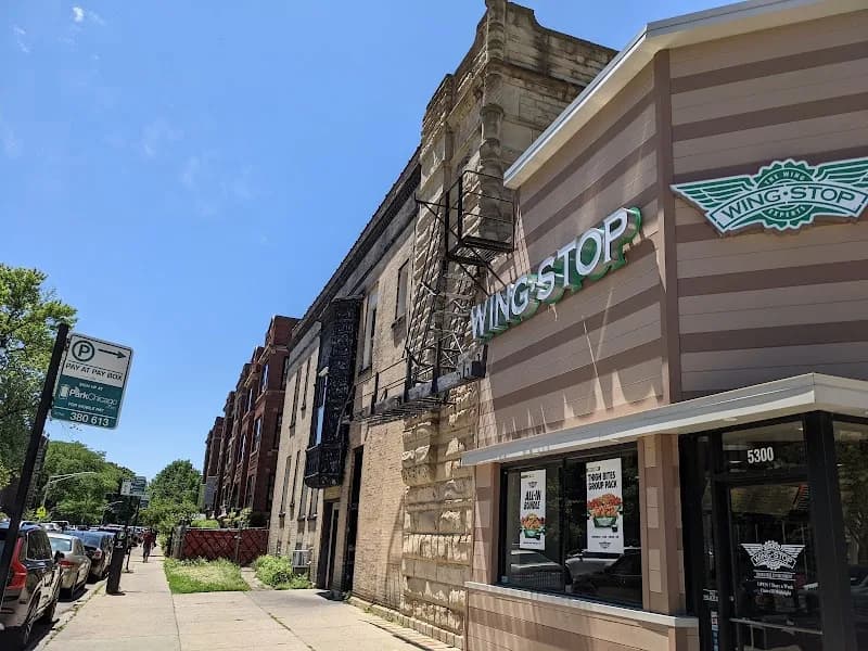 Wingstop storefront outside and inside view at 5300 S. DORCHESTER ST in Chicago, Illinois