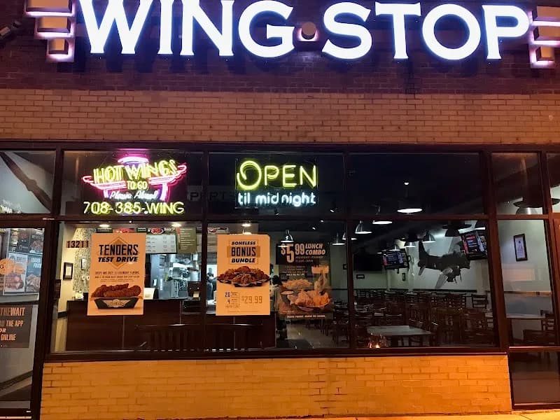 Wingstop storefront outside and inside view at 13211 S Cicero Ave in Crestwood, Illinois