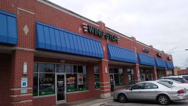 Wingstop storefront outside and inside view at 1215 Harlem Avenue in Forest Park, Illinois