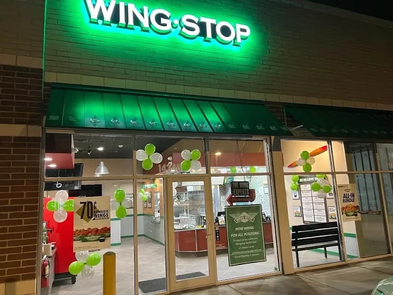 Wingstop storefront outside and inside view at 14346 S. Bell Road in Homer Glen, Illinois