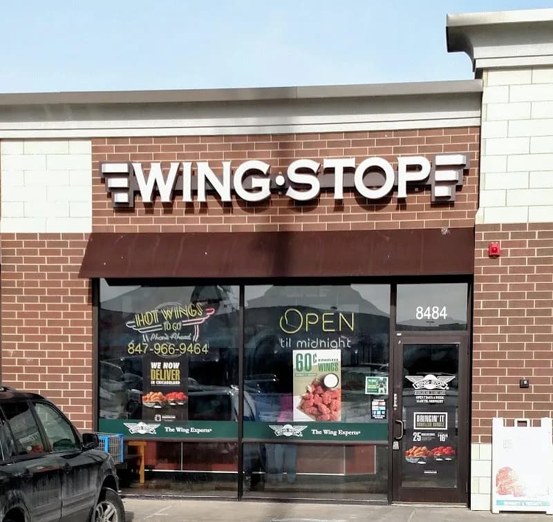 Wingstop storefront outside and inside view at 8484 W Golf Rd in Niles, Illinois
