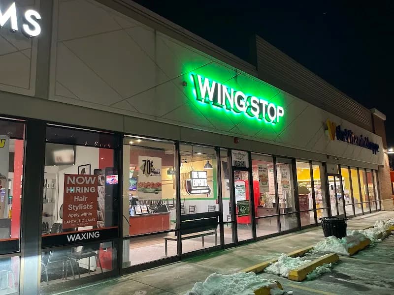 Wingstop storefront outside and inside view at 6314 West 95th Street in Oak Lawn, Illinois