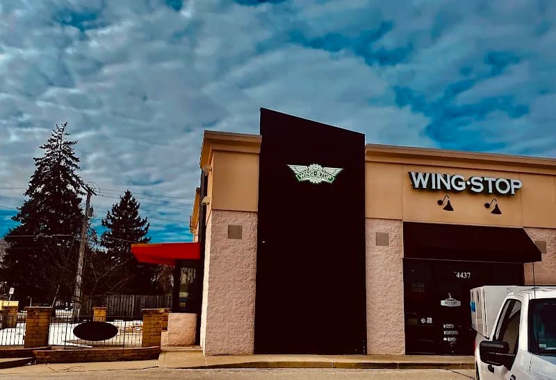 Wingstop storefront outside and inside view at 4437 S. Scatterfield Road in Anderson, Indiana